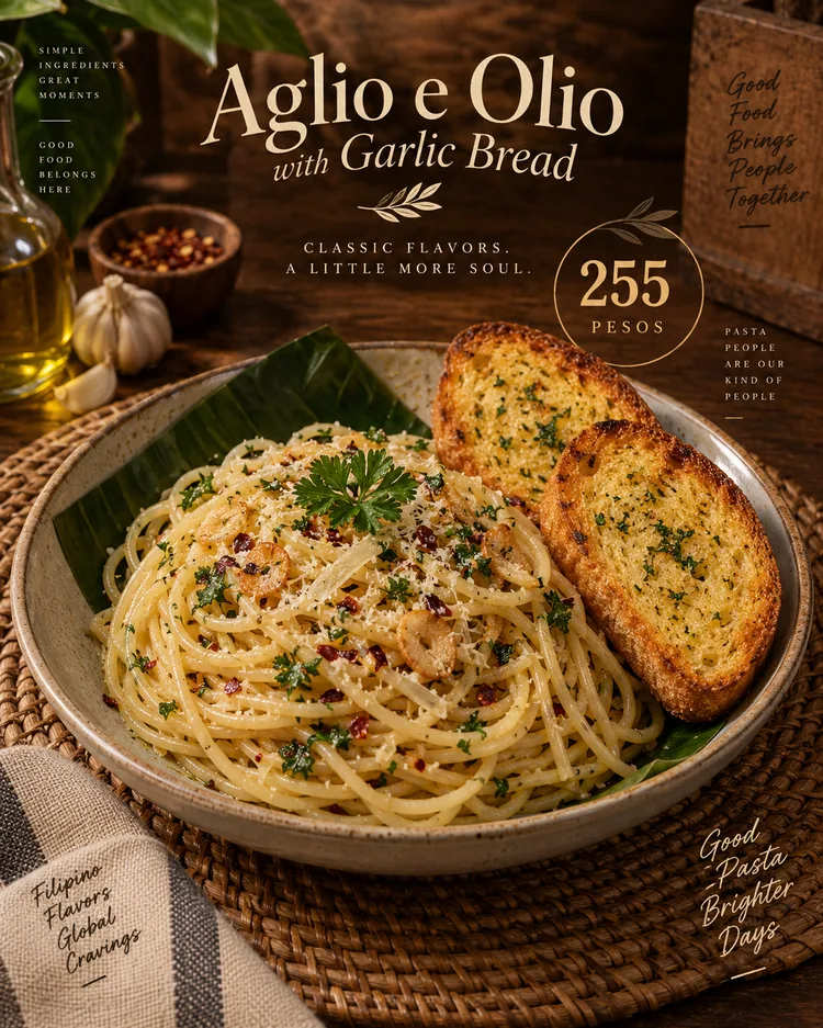 Aglio e Olio with Garlic Bread